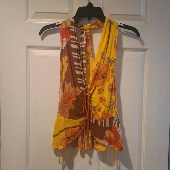 NWT Free People Mango Orange Brown Hot Tropics Tank Crop Top Blouse Size Small - Picture 4 of 6
